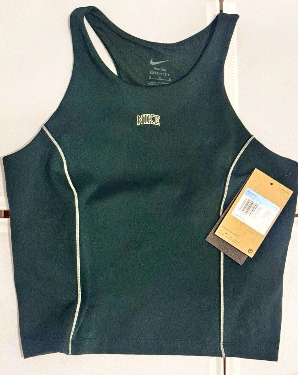 Nike Womens One Dri-FIT High Neck Cropped Tank Green Size Medium M IM7502-390